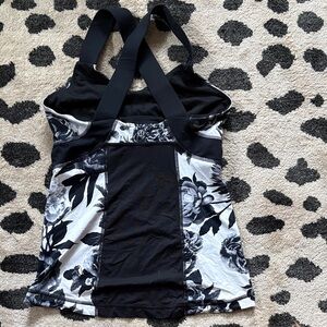 Floral Black and White Tank Top